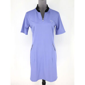 Roaming Dhabi Golf Dress Womens Medium Lavender Stretch Knit Quarter Zip Pockets